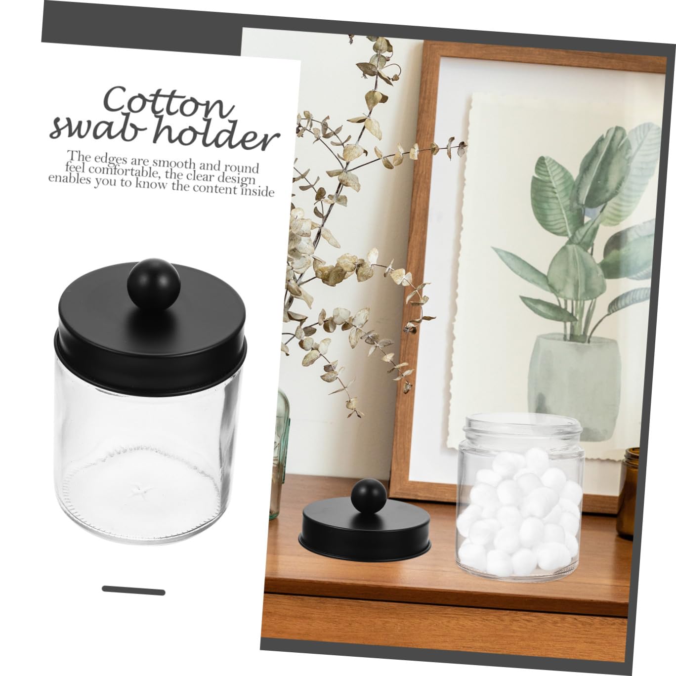 VALICLUD 3 Stück pack Runde Glas Vorratsgläser mit Edelstahl Deckel Transparenter Wattepad Spender und Wattestäbchenglas für Badezimmer Organizer mit Glatten Kanten