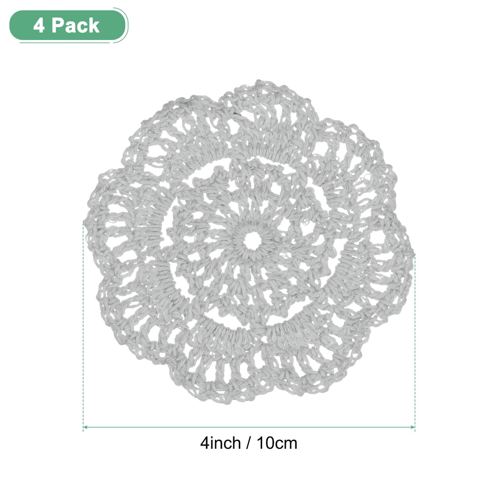 M METERXITY 4-Pack Handmade Crochet Coasters - Image 3