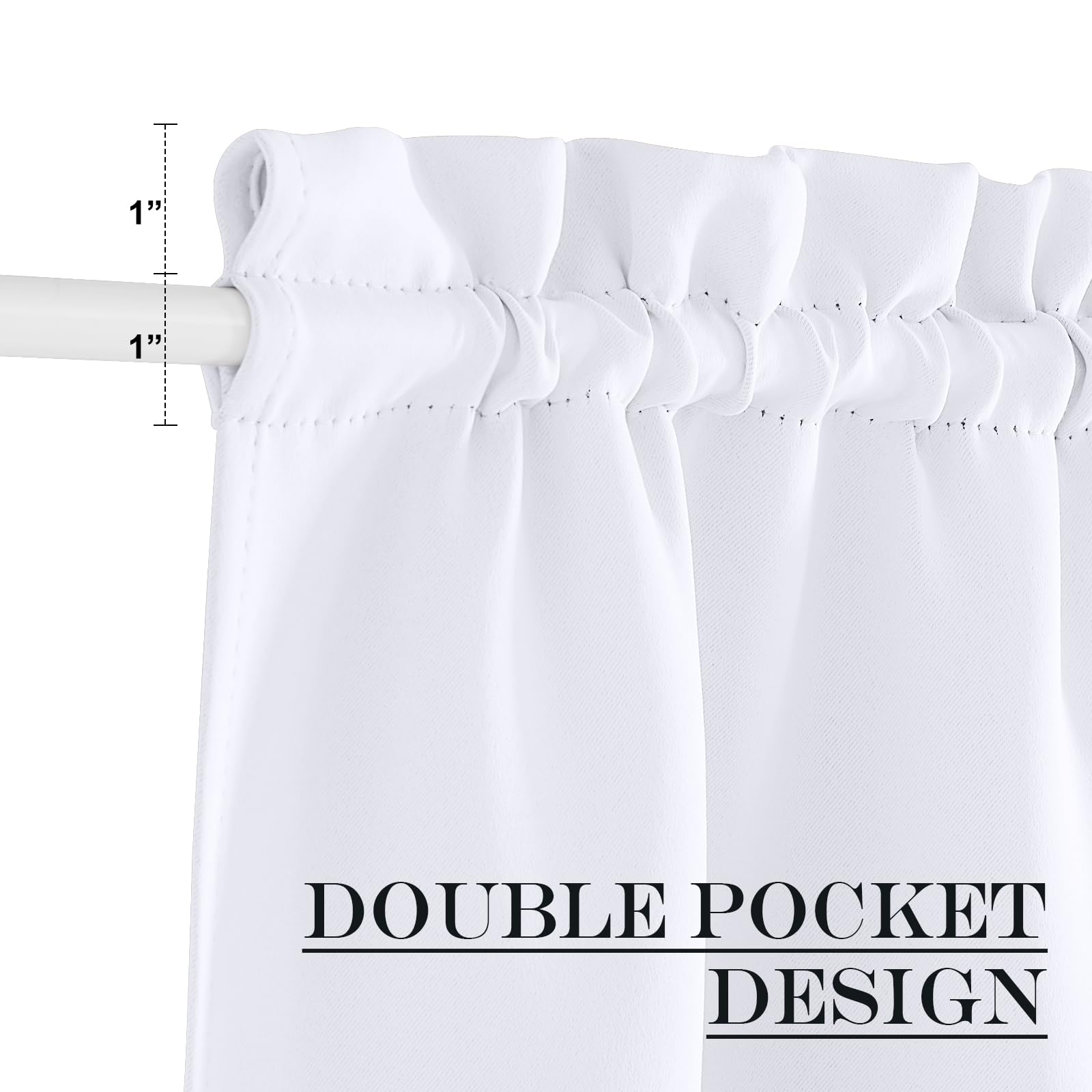 NICETOWN Rideau occultant pour porte-fenêtre française de cuisine, rideau de fenêtre de couleur unie à isolation thermique avec passe-tringle pour salon, blanc pur, écoénergétique, 1 panneau, 91,4 x
