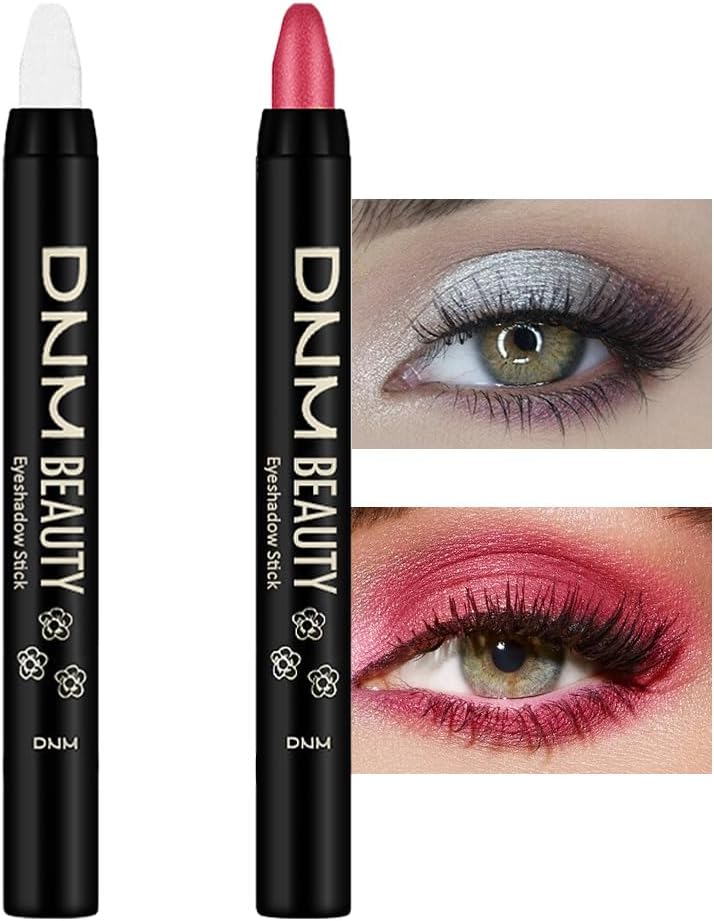 evpct2Pcs Cream Eyeshadow Sticks Set for Eyes Waterproof, Pearl White Shimmer & Red Shimmer Matte Eye shadow Stick Pencil Pen Bulk sombras en crema para ojos 01+35