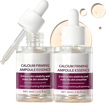 Calcium Firming Ampoule Essence, Hydrating Face Serum for Under Eye Skin, Lifting & Firming Eye Serum, Improve Elasticity Appearance, Radiant Looking Skin, Lightweight Smoothing & Brightening - 2Pcs