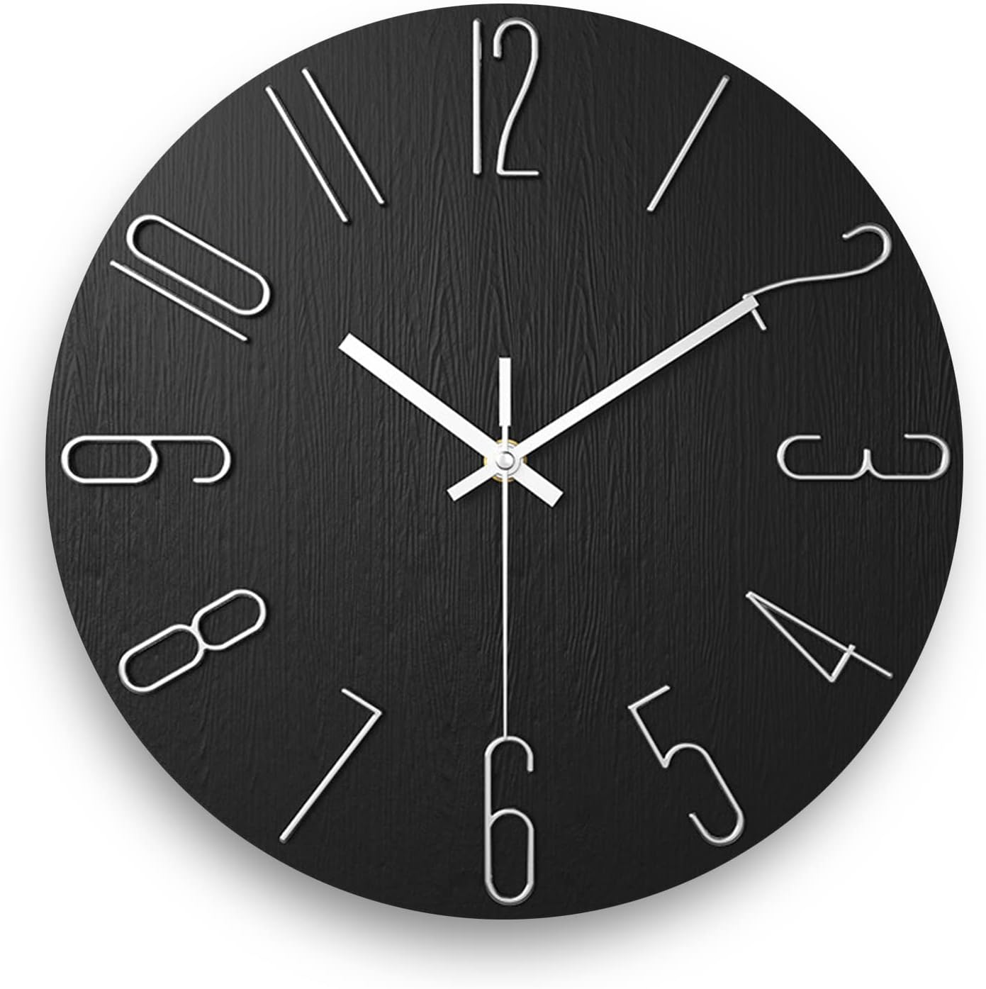Wall Clock, Silent Clock, Wall Clocks Battery Operated๏ผ 12 inch Modern Wall Clock, Suitable for Offices, Living Rooms, Kitchens, Homes, Schools (Black)