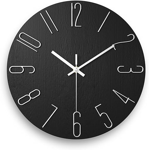 fapugh Reloj de pared de 12 pulgadas silencioso sin tictac, reloj de decoración de estilo moderno preciso para el hogar, oficina, escuela, cocina,