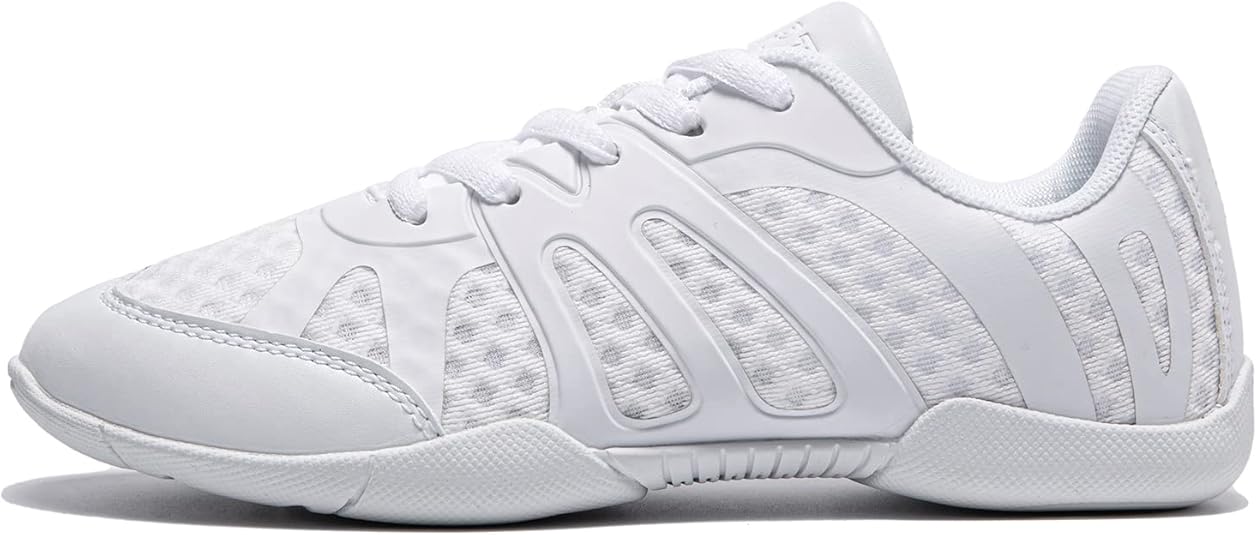 white Cheer Shoes for Womens Cheerleading shoes Girls Youth White Competition Cheerleading Gear Dance Shoe Sports Tennis Training Athletic Flats Breathable Soft comfortable kids cheer sneaker size