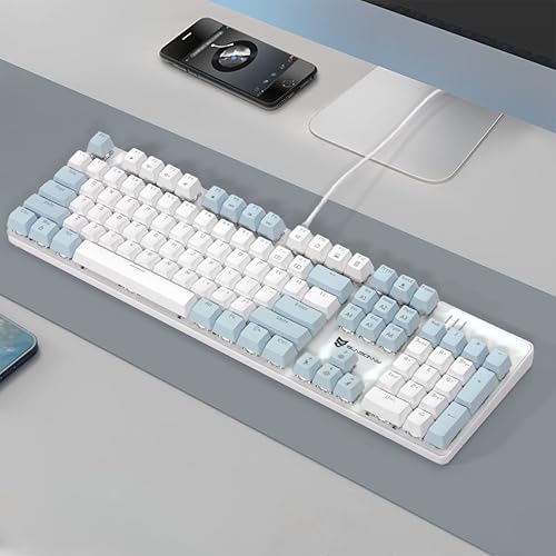 Miniatura 7 de Teclado mecánico para juegos Teclado mecánico intercambiable en caliente Teclado retroiluminado azul hielo con interruptores marrones y 104 teclas