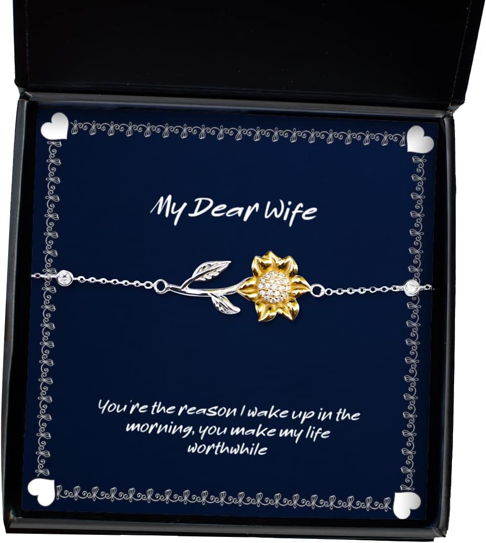 Epic Wife, You're The Reason I Wake up in The Morning, You Make My Life Worthwhile, Nice Holiday Sunflower Bracelet for Wife