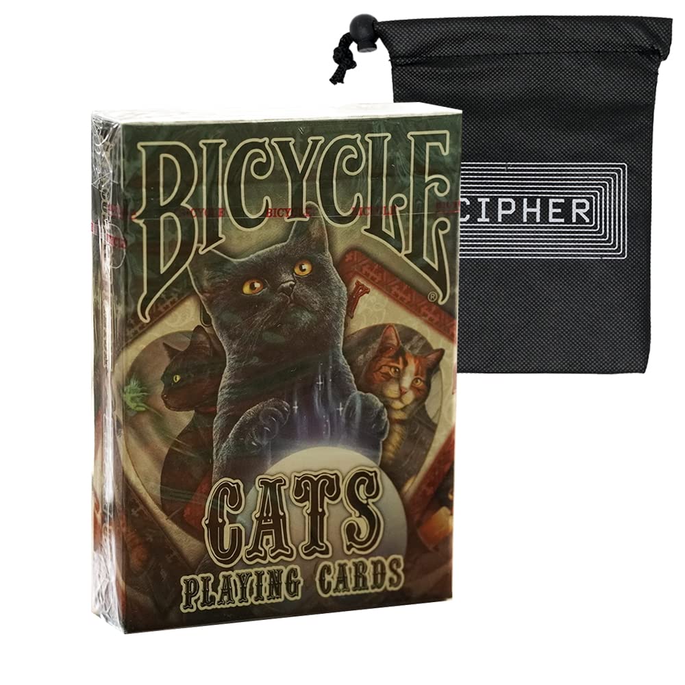 Bicycle Cats Playing Cards - Cat Themed Poker Sized Cards - Includes Cipher Playing Cards Bag