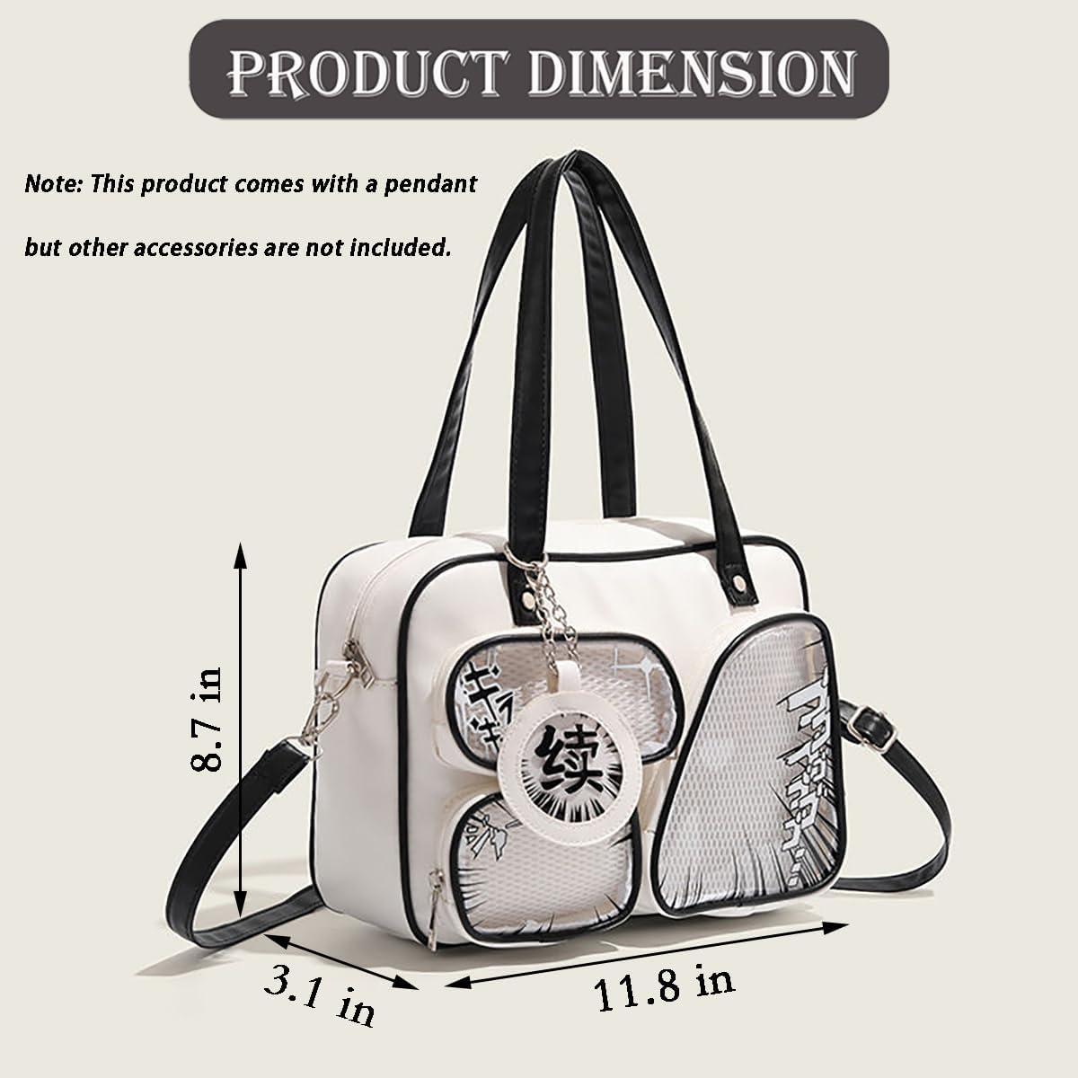 Ita Bag Pin Display Shoulder Bag for Women Japanese Crossbody y2k Handbag with Pendant