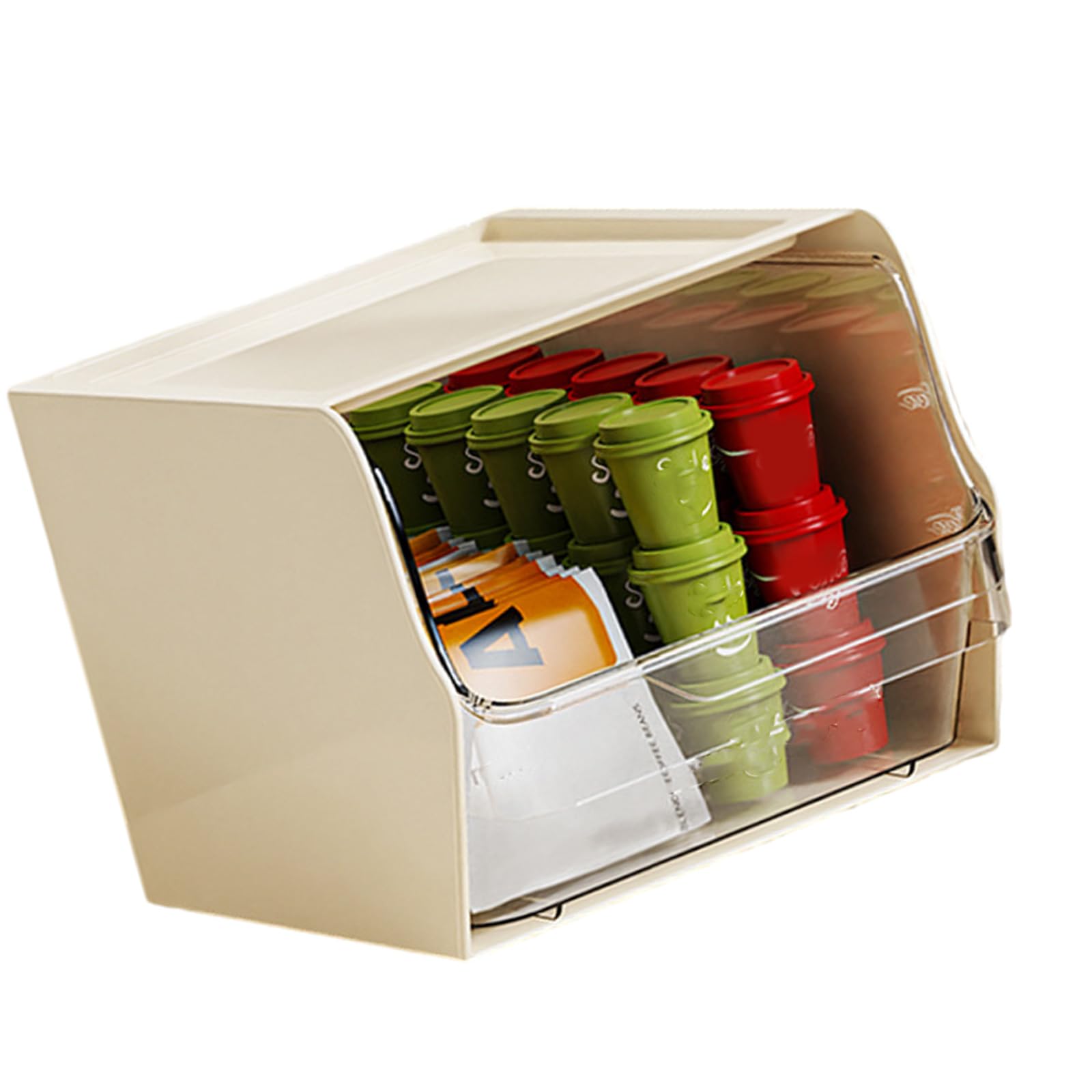 YROHGKPN Multifunctional PP Teabag Shelf Clear Window Designs Stackable Desktop or Wall Storage for Snacks and Coffee Large Capacity Coffee Holder Desktop