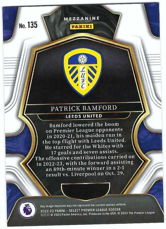 Miniatura 2 de PATRICK BAMFORD 2022-23 Panini Select English Premier League Soccer #135 Mezzanine Card Leeds United England