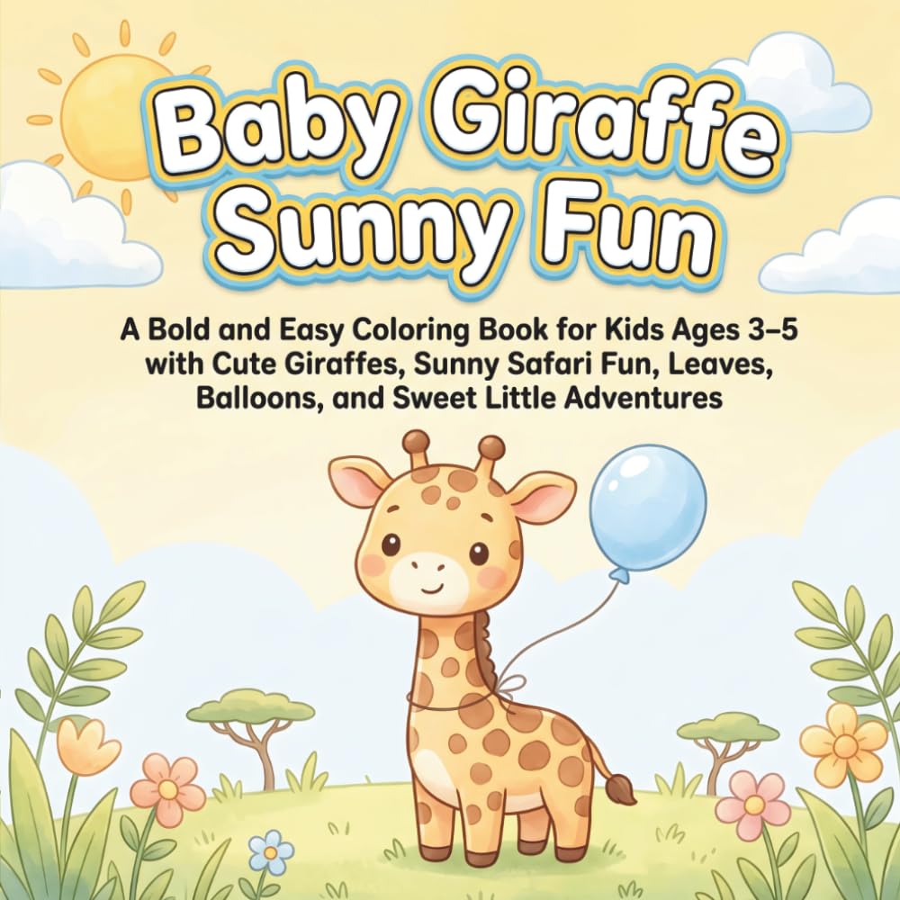Baby Giraffe Sunny Fun: A Bold and Easy Coloring Book for Kids Ages 3–5 with Cute Giraffes, Sunny Safari Fun, Leaves, Balloons, and Sweet Little Adventures (Color the Cutest Cozy Adventures!)
