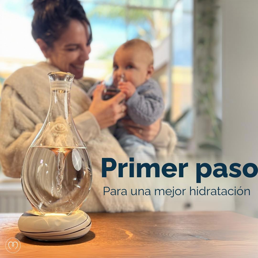 MAYU Jarra de agua estructurada Swirl – Jarra de vidrio soplado a mano de 1.5 litros – Soporte dispensador con innovadora tecnología Vortex – Ideal para usuarios de filtro de ósmosis inversa | 51