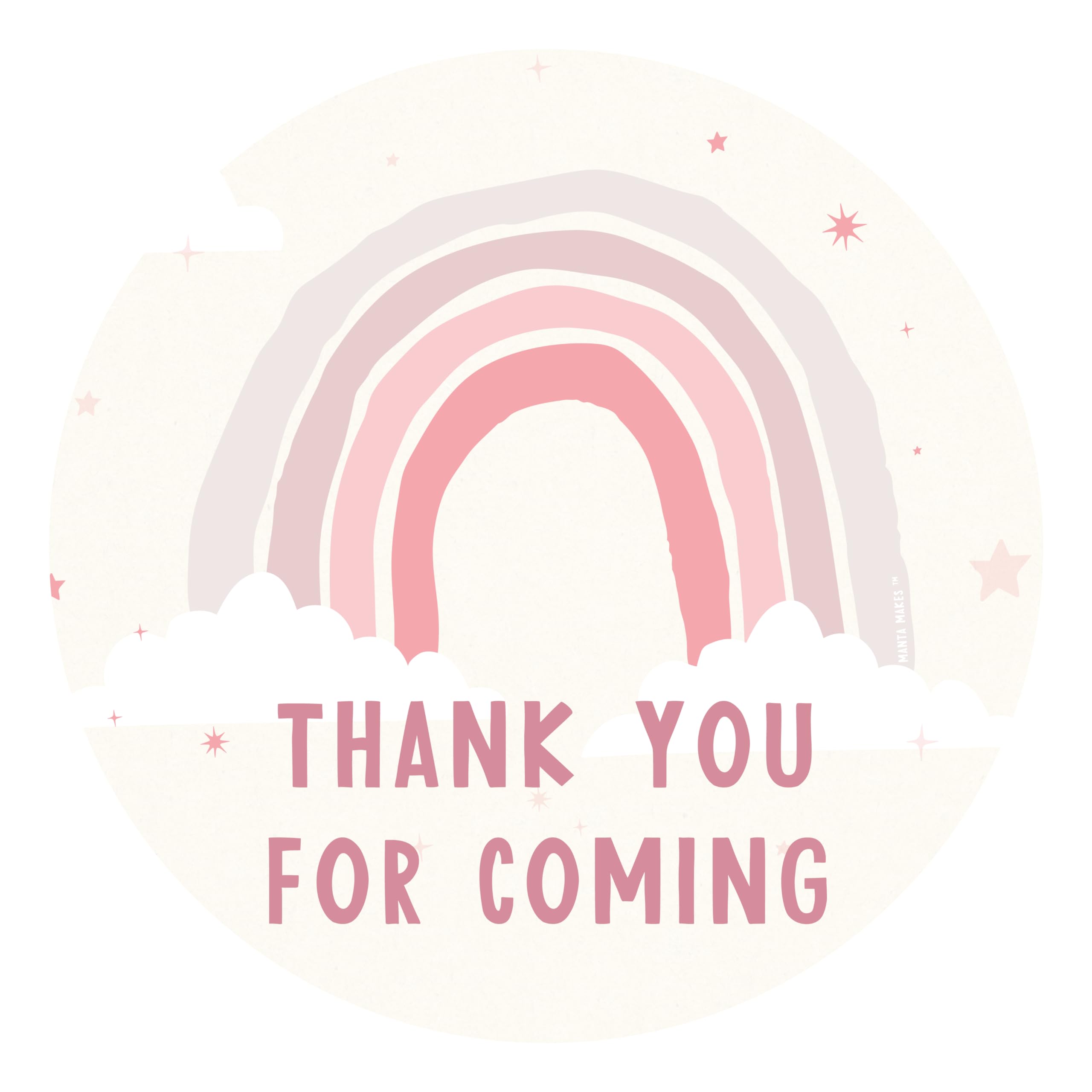 Manta Makes Thank You for Coming to My Party Stickers for Party Bags, 35 x 37mm Round Thank You Stickers for Party Bags, Thank You for Coming to My Party Bag Stickers Sheet (Rainbow Pastel)