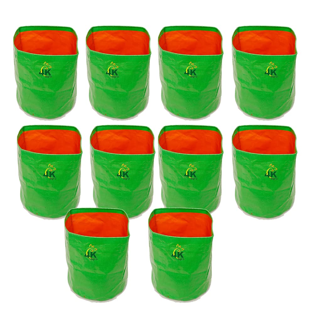 4K Agro Terrace Gardening Grow Bag (9X12 Inches, Green and Orange), Outdoor Use Ideal for Home and Office | Planters for Vegetables, Herbs, and Flowers, Plant Grow Bags (Pack of 10) (B0CLDMN91L) Amazon Price History, Amazon Price Tracker