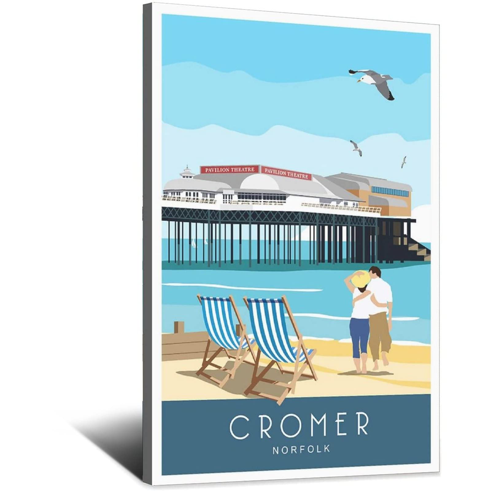 Uejd Frame-Style Vintage Cromer Pier Norfolk Travel Poster Decorative Posters Modern Bedroom Canvas Art Poster Picture Painting Posters Wall Decor Art Gift
