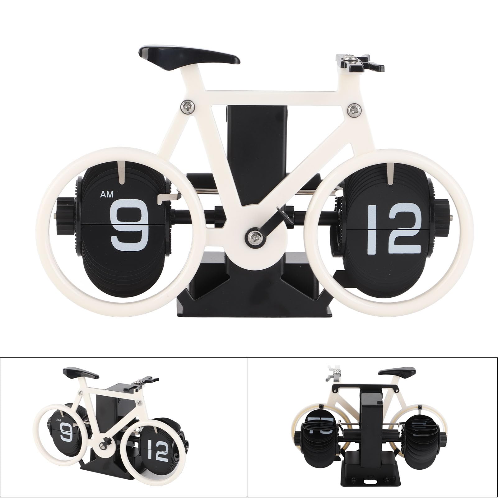 Jeffergarden Retro Rowerowy Zegar Flip, Stal Nierdzewna Mechaniczny (WHITE)