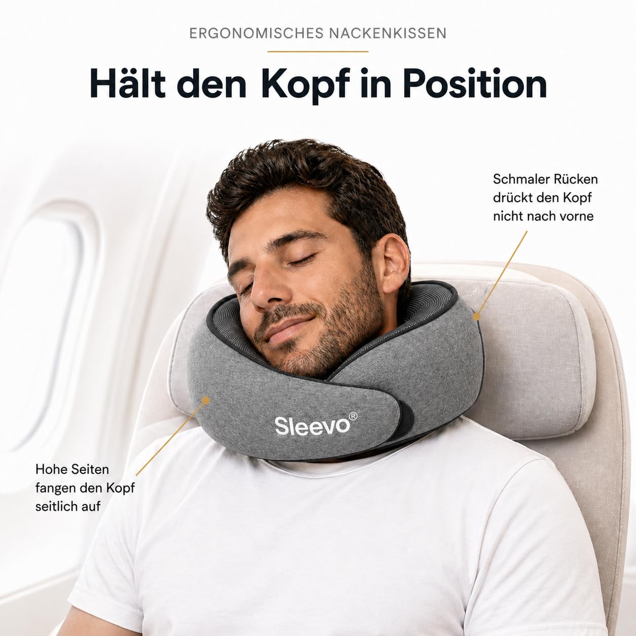 Pro - Almohada cervical (L), diseño de avión, color gris
