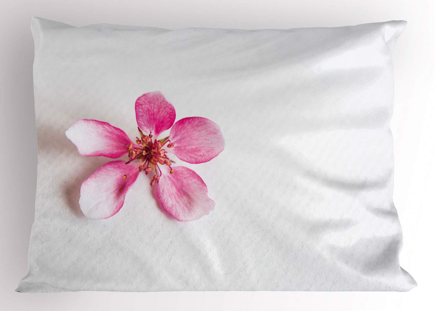 ABAKUHAUS Mandorlo in Fiore Federe Cuscini Stampata, Sakura con Petali, Decorativo e Dimensioni Standard, 75 cm x 50 cm, Rosa Pallido Rosa