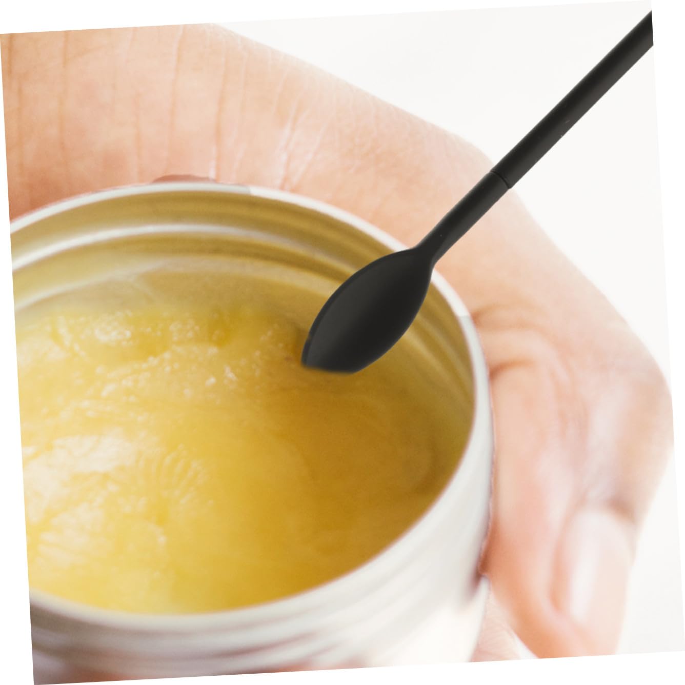 Silikonspatel Klein mit Teleskopgriff Schwarzer Kleiner Butterschaber aus Leichtem Silikon Hitzebeständig mit Aufhängeloch zum Backen für Make Up Anwendungen
