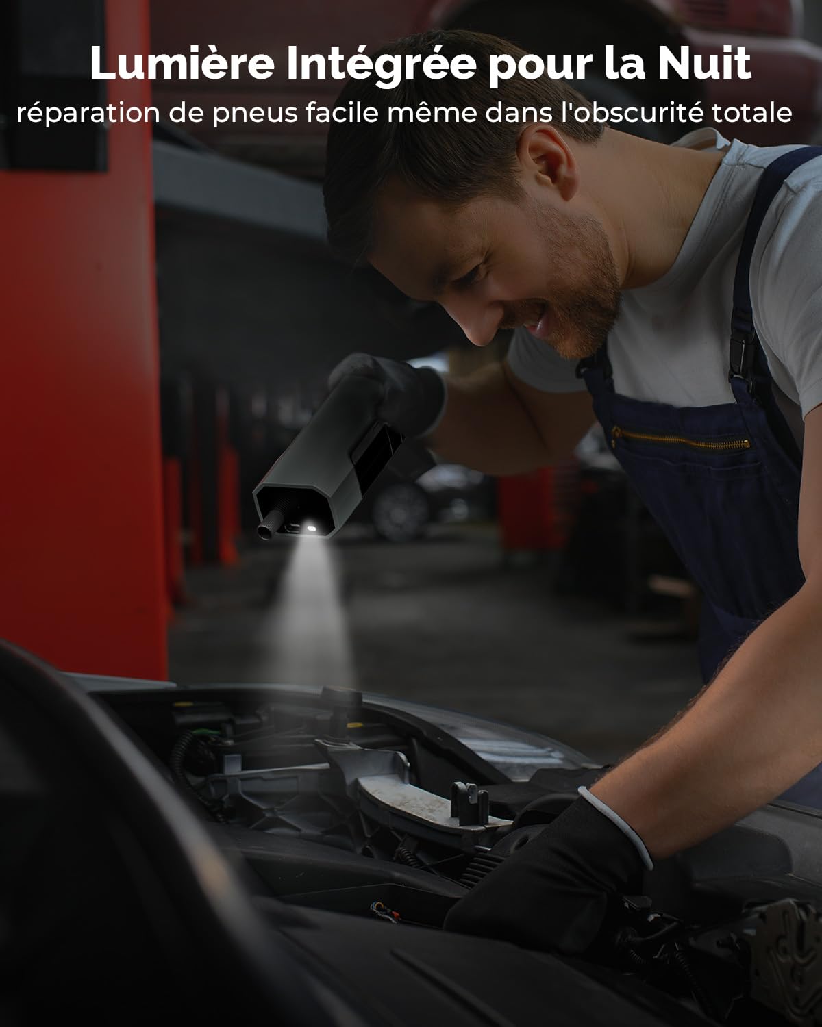 HYVOHEX Gonfleur 4000mAh Pneus Voiture Compresseur à Air Portatif 10,34Bar | Arrêt Automatique - Manomètre Numérique Lampe LED - Charge Pratique - pour Voiture, Moto, Vélo, Ballon