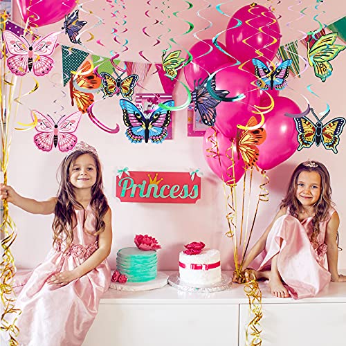 Image of 36 Pcs Butterfly Hanging Swirl Party Decors for Summer Birthday | Larger Paper Streamer Ceiling Party Decor, For Wedding Home Office Garden Classroom Girl Spring Baby Shower Tea Party Easter
