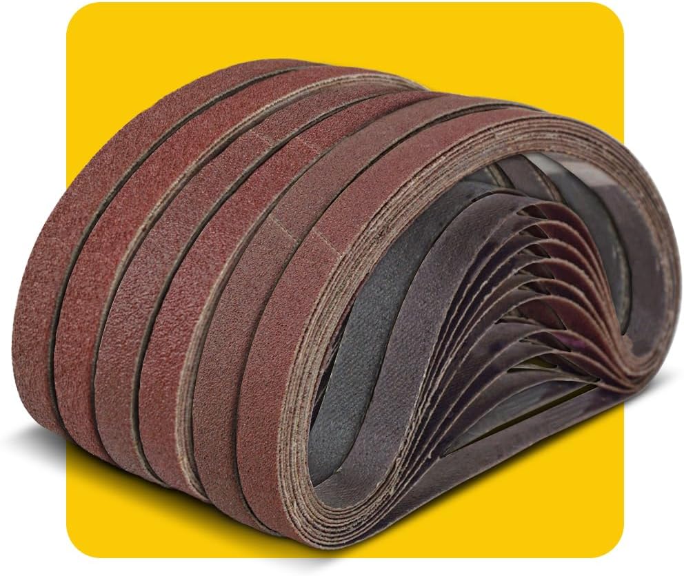 13mmx457mm 13mm x 457mm Sanding Belt Assorted Pack,60 Pcs(10 Each of 40 60 80 120 150 240 Grits) Aluminum Oxide for Sander