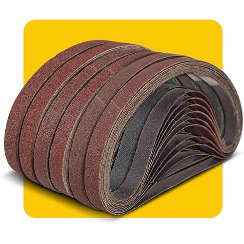 1/2x18 1/2 x 18 Inch Sanding Belt Pack 1/2-Inch x 18-Inch,60 Pcs(10 Each of 40 60 80 120 150 240 Grits) Aluminum Oxide for Sander
