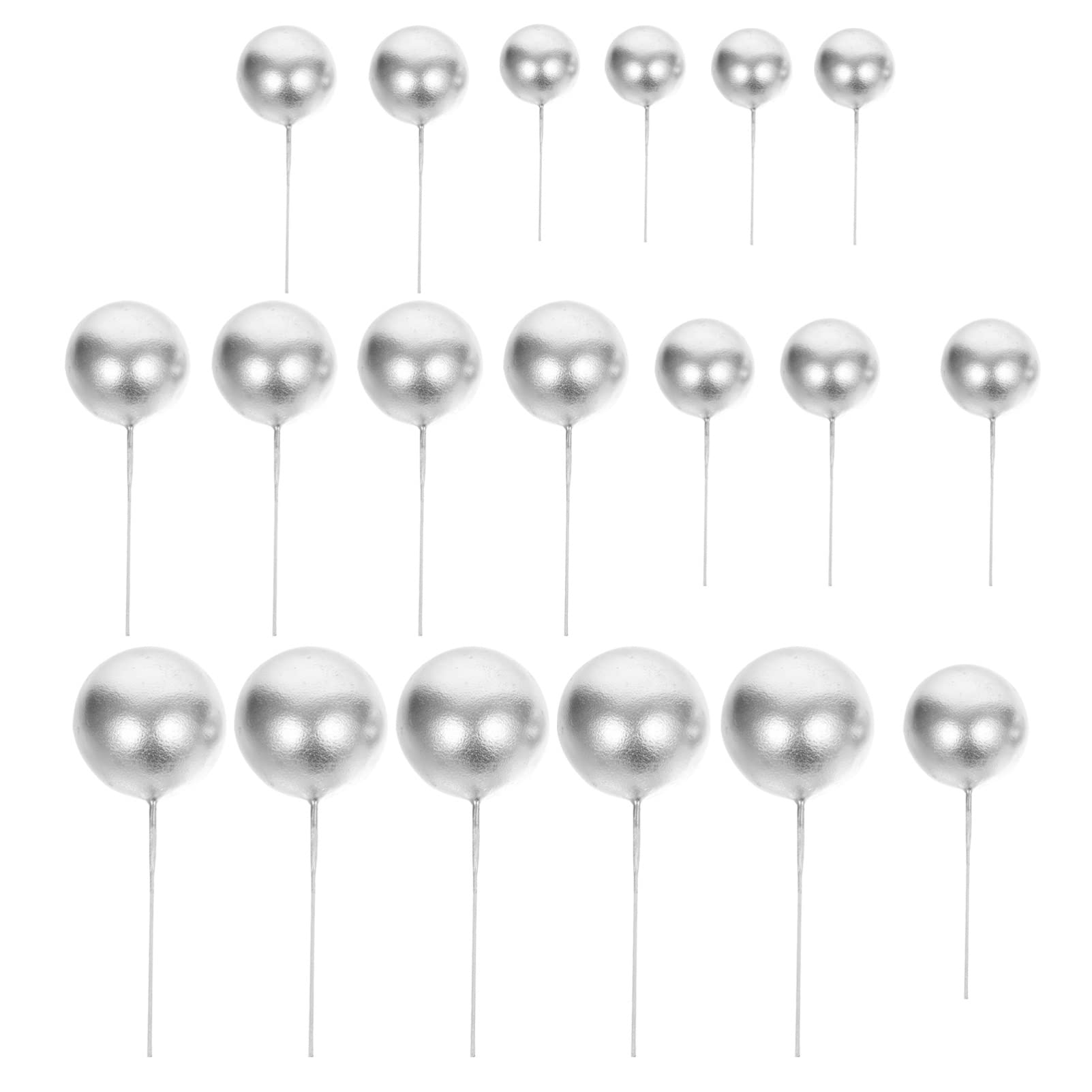 Amosfun Set of 20 Silver Cake Picks Elegant Round Cake Topper for Baking Ideal for Birthday Dance Party Festival Decorations