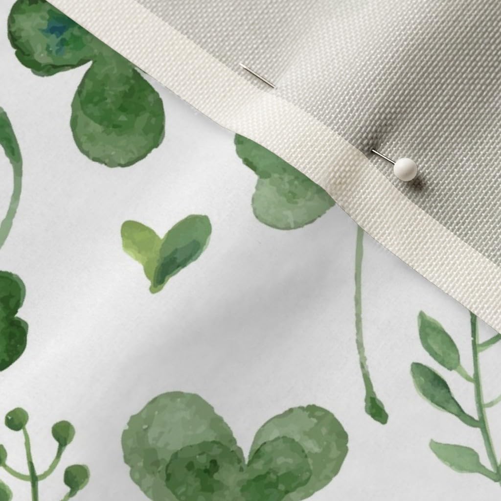 Spoonflower Fabric - Watercolor Shamrocks Shamrock Clover Green Patricks Day Irish Printed on Upholstery Velvet Fabric Fat Quarter - Upholstery Home Decor Bottomweight Apparel