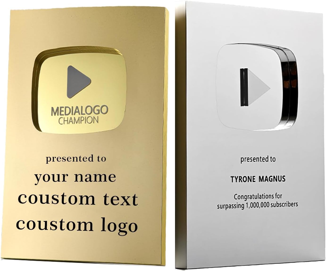 Custom Play Button Style Plaque – Personalized Aluminum Alloy Milestone Creator Award Gift for Content Creators-Five colors