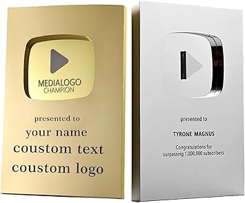 Custom Play Button Style Plaque Personalized Aluminum Alloy Milestone Creator Award Gift for Content Creators-Five colors