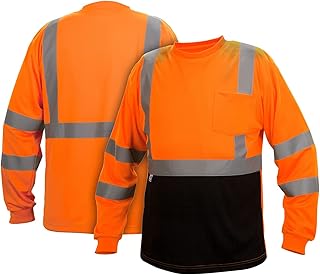 Pyramex RLTS3120BXL RLTS31B Series T-Shirt Hi-Vis Orange Long Sleeve - Black Bottom - Size Extra Large