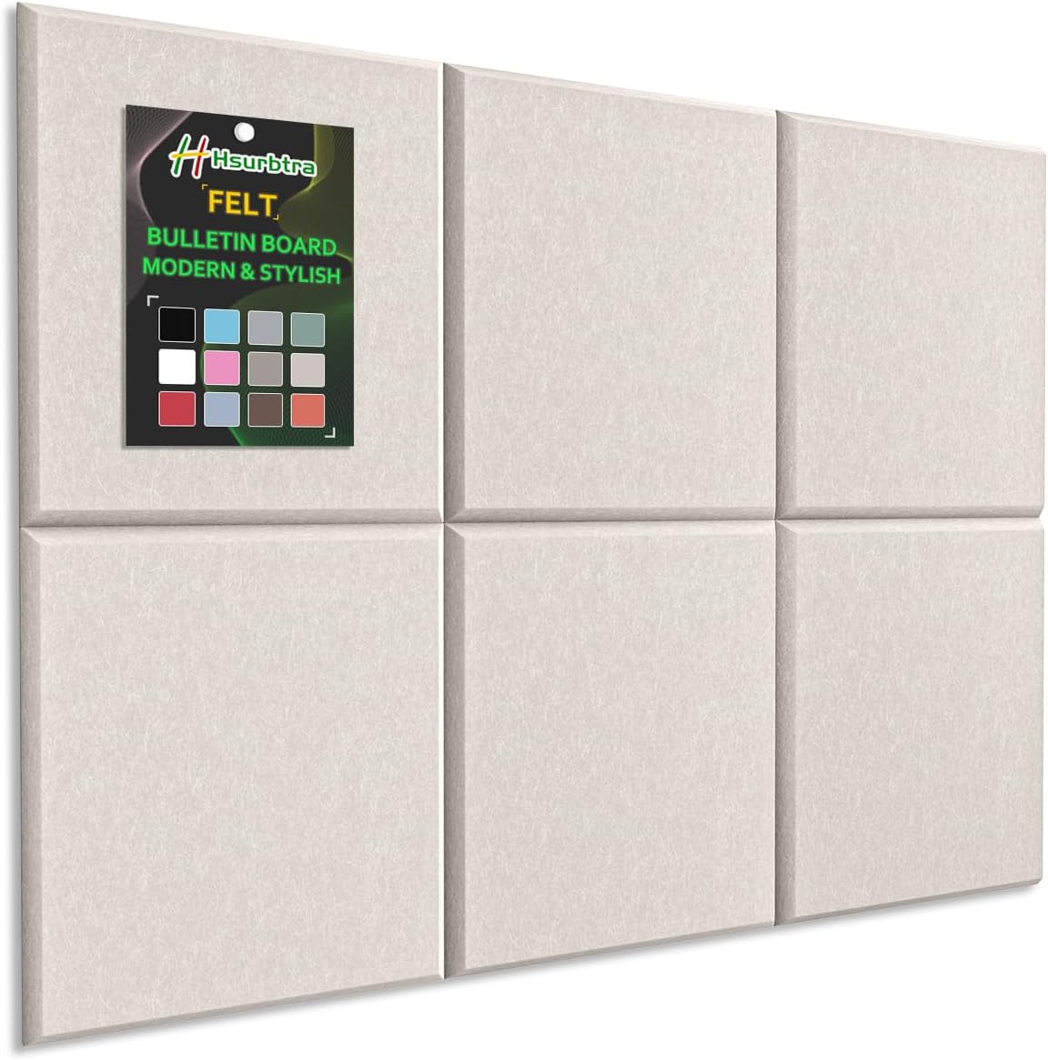 Hsurbtra Large Cork Board for Wall 47 x 36 Inch, 12 Pack Felt Bulletin Notice Board with Pushpins for Office Home School Farmhouse Wall Decor, Beige