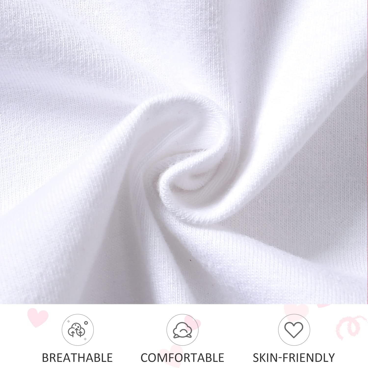 fioukiay Newborn Baby Girls Valentine's Clothes Outfits Infant 4pcs Valentine's Bodysuit Romper Shorts Clothing Sets - Image 3