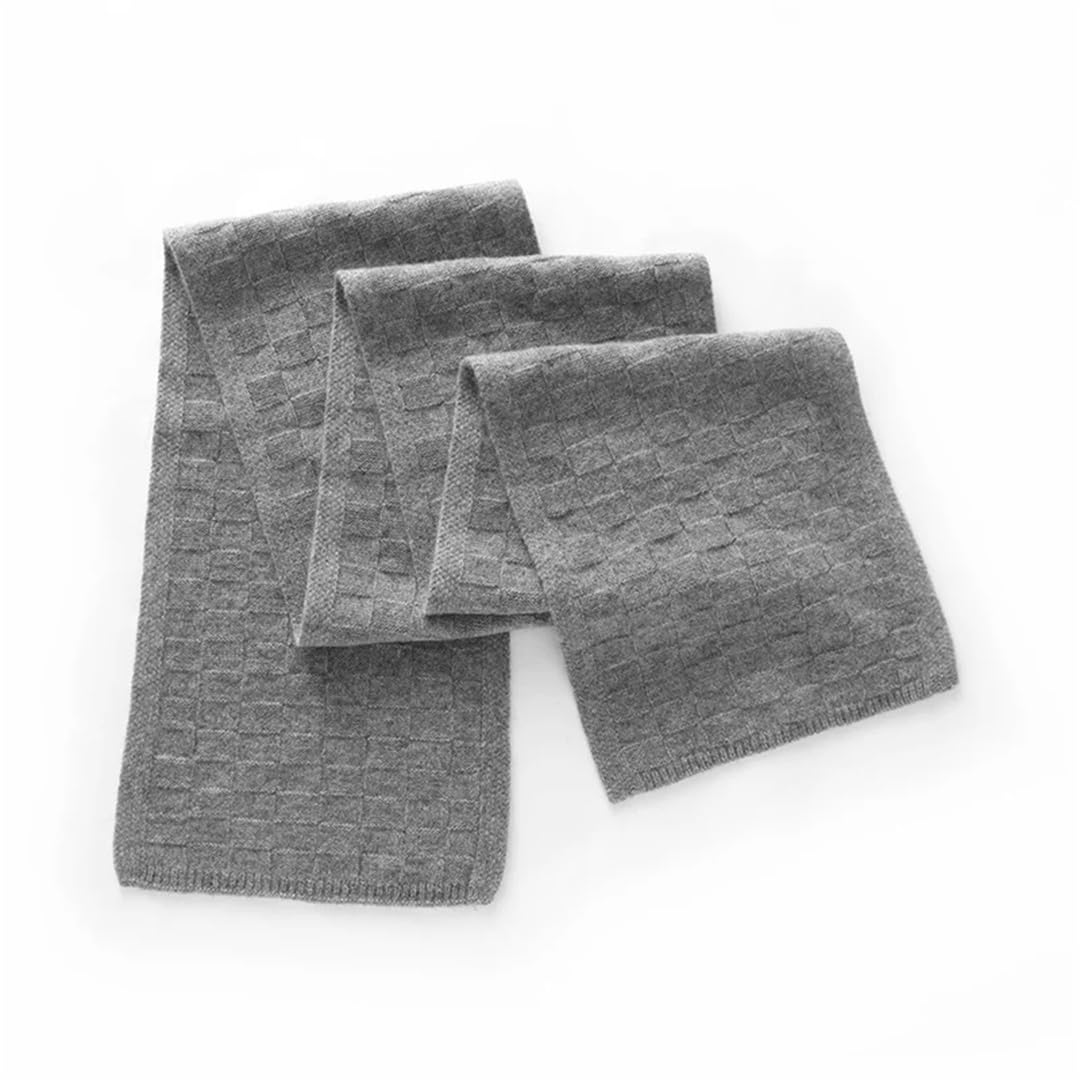 Bufanda de Punto de Cachemira para Mujer, Chal Largo, pañuelo para la Cabeza de Color Liso (Talla única Gris)