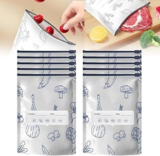 Reusable Aluminum Foil Sealable Storage Bags, 2026 New Freezer Snack Foil Bags for Food Preservation Bags, Stand Up Foil Sealable Bags for Meat Fruit Vegetable Bags to Keep Fresh (L(10 pcs))