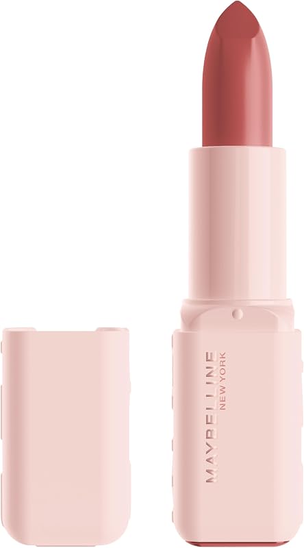 MAYBELLINE Serum Lipstick, maquillaje hidratante para labios con 8 horas de humedad para rellenar los labios con ácido hialurónico + mezcla de aceite, tal vez sea... suave (satén desnudo rosa terracota claro)