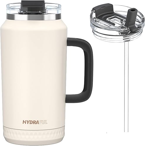 Miniatura 1 de Hydraful Vaso de 64 onzas con asa y pajilla, 100% a prueba de fugas, vaso aislado reutilizable, botella de agua grande de acero inoxidable, taza de
