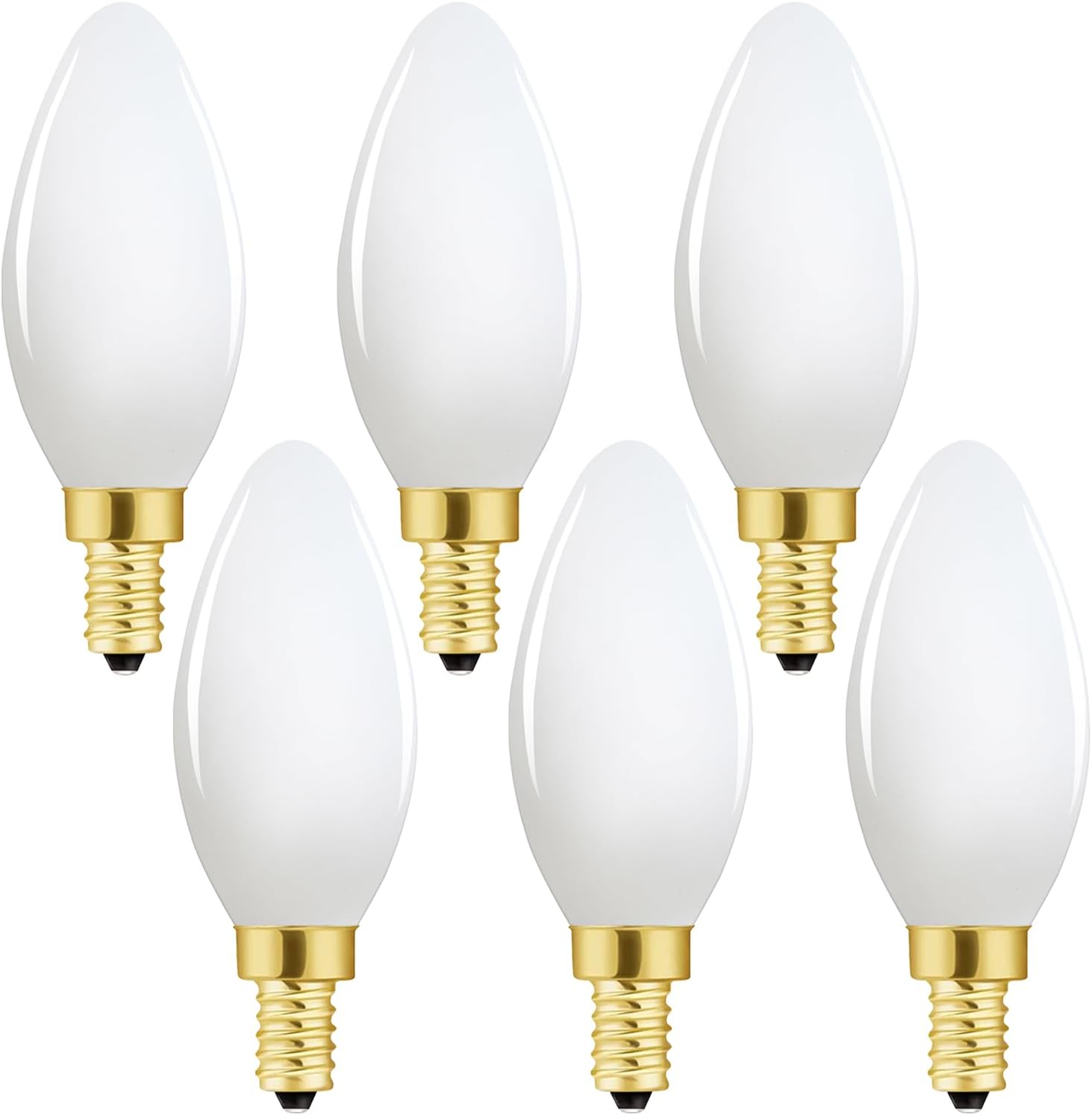 Frosted LED Bulb Dimmable 6W Equal Soft White 3000K e12 Candelabra Bulb 60 watt for Chandeliers,Ceiling Fan,Pendant,Wall sconces AC120V 600LM e12 Light Bulb 6Pack