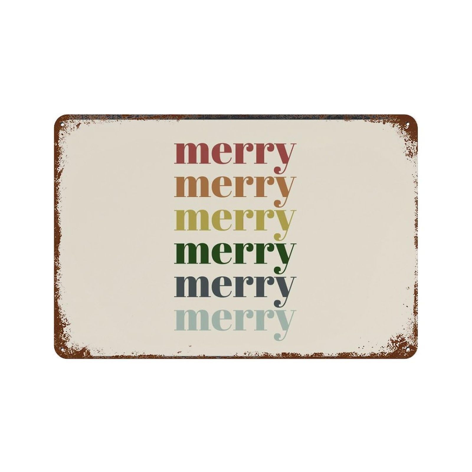 xiaoxiaoshen Minimalist Merry Christmas Typography, Retro Neutral Color Stacked Merry Wall Decor Art Metal Tin Poster Modern Home Decor Art Home Bar Shop Decorations Vintage Sign 20x30cm