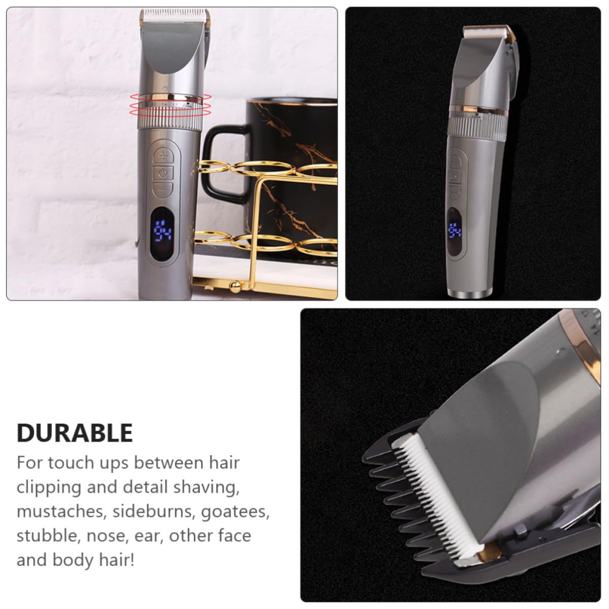 Elektrisches Haarschneideset für Herren, Mehrzweck Haarschneider Silber | Abs Gehäuse, Leiser Betrieb, Ergonomische Form, für Reise und Dienstreise