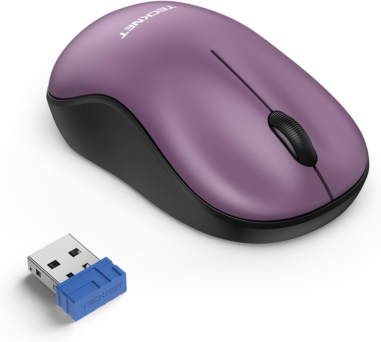 Wireless Mouse for Laptop, 2.4G Silent Computer Mouse Quiet Click with 5 DPI Levels,Contoured Grip,Small Portable 30 Months Battery Cordless Mice for PC, Chromebook, Mac-Purple