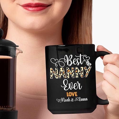 Miniatura 9 de Taza de café personalizada para niñera con nombres, regalo de niñera para abuela, mamá, esposa, regalo personalizado para niñera de niños, taza de