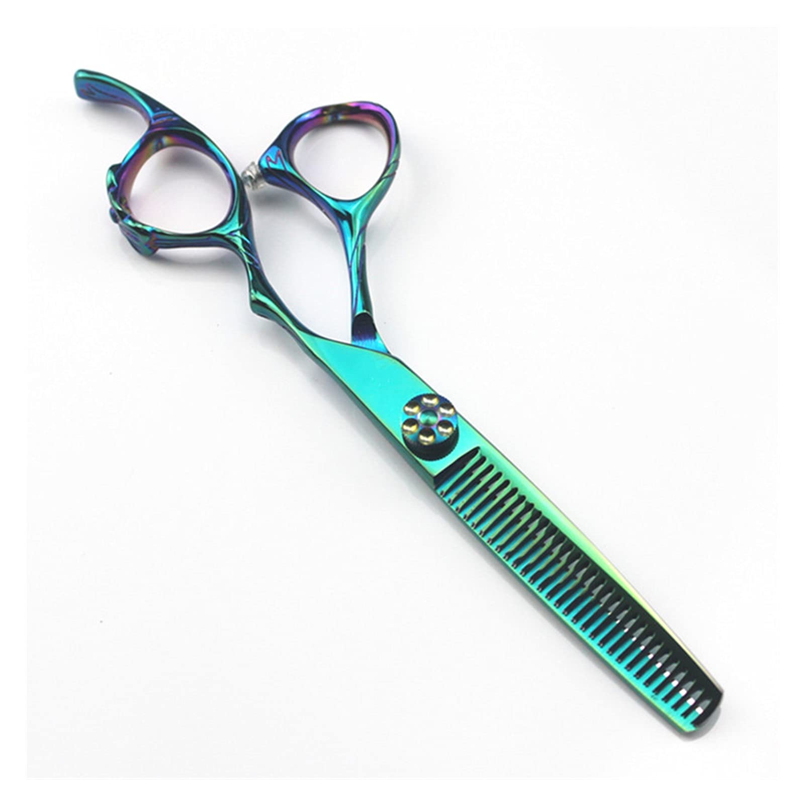 Ciseaux de coiffure de 6 pouces cercle vert pour coupe et ciseaux amincissants à dents