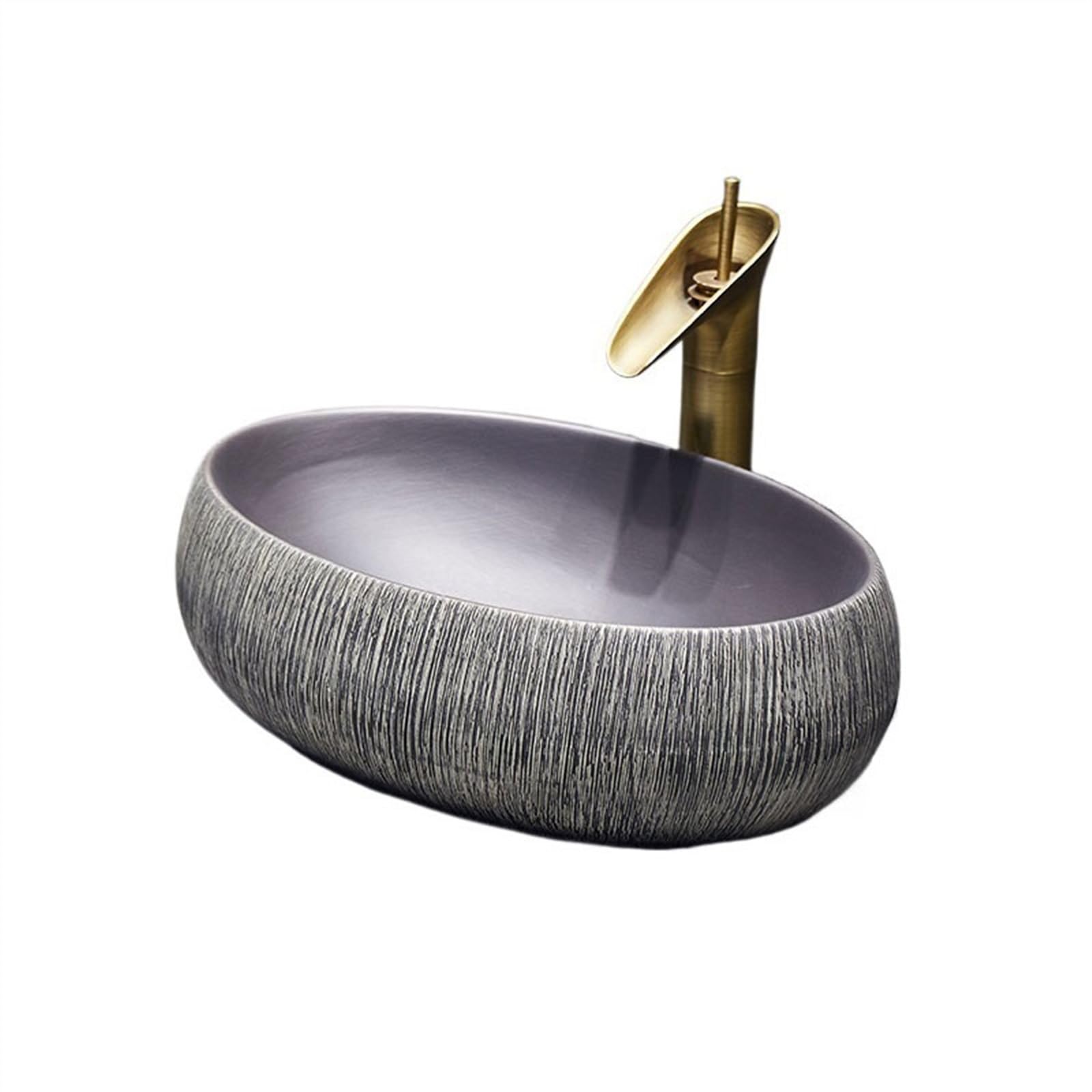 CWCQGH Bathroom Vessel Sink Scandinavian Washbasin Bathroom Art Sink Oval Vintage Lavatory Ceramic Countertop Washbasin Vessel Sink