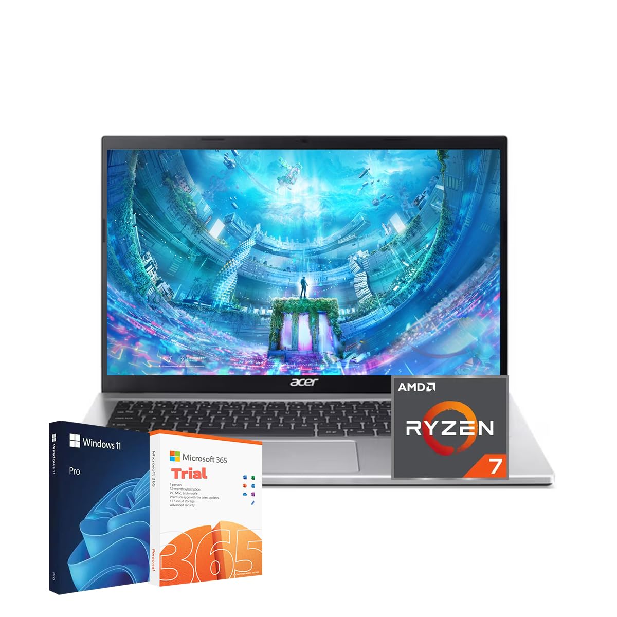 acer Aspire Premium Laptop for Home or Work | AMD Ryzen 7 5700U (Beats i7-1250U) | Lifetime MS Office| Ethernet Port | HDMI | Windows 11 Pro |