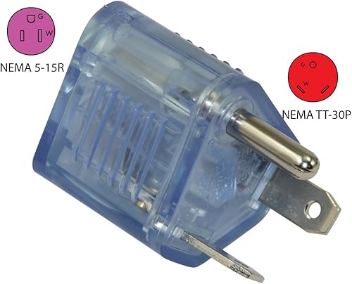 Miniatura 4 de Conntek 14103-LT Adaptador RV TT-30P RV Enchufe de 30 amperios a modelo NEMA 5-15R U.S Conector de 3 clavijas con indicador de alimentación