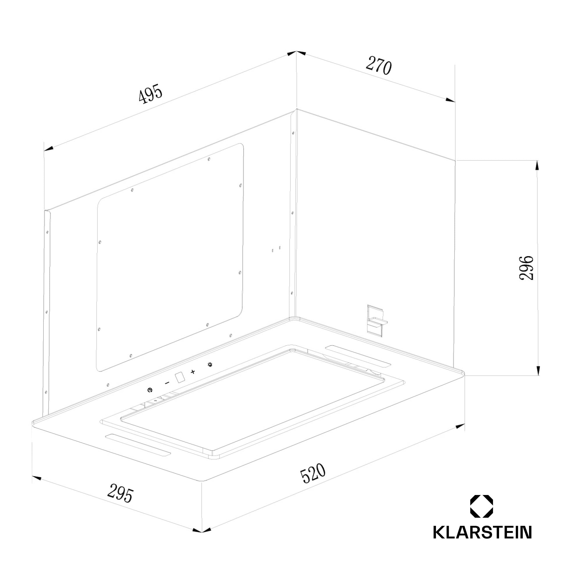 Klarstein Campana Extractora Cocina 52cm con Luces LEDs, Extractor con Filtros Anti Grasa y Panel Táctil, Campanas Extractoras con Flujo Aire 466m³/h, Extractores Cocinas