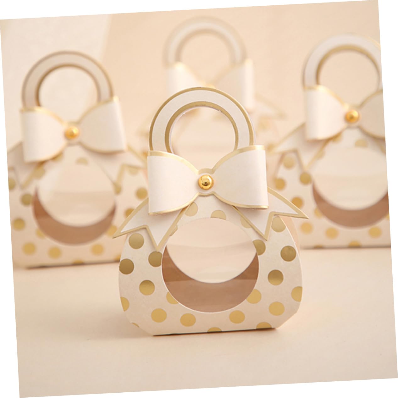 Mobestech 50 Stück Kreative Gastgeschenkboxen aus Papier mit Griff und Sichtfenster zum Aufbewahren von Süßigkeiten und Schokolade für Hochzeiten und Geburtstagsfeiern