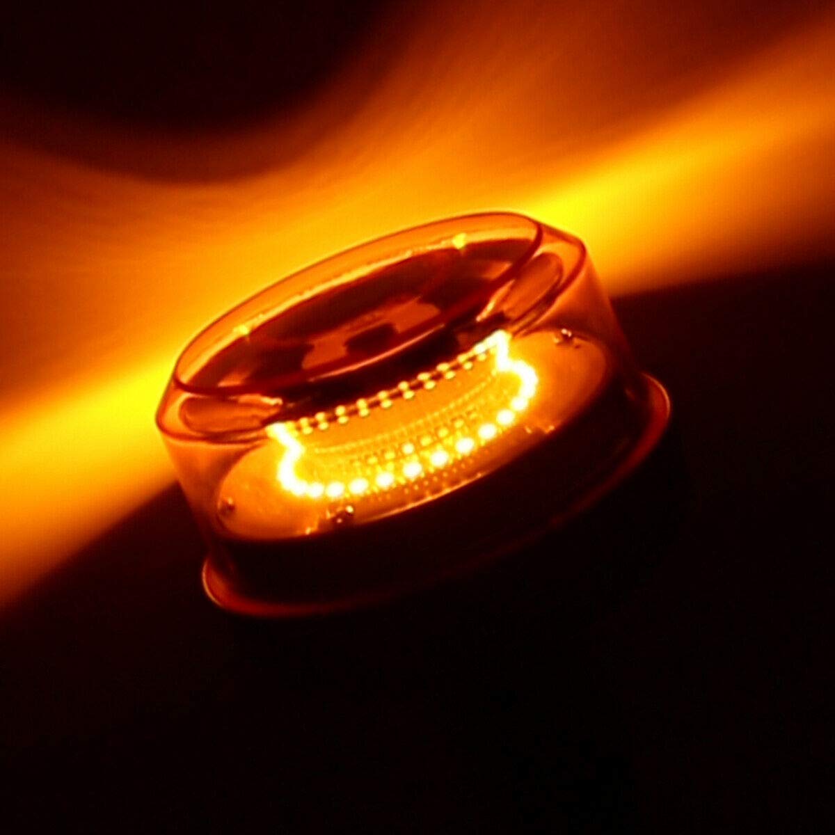 JJ Lot de 2 Gyrophares Led Orange 12V 24V ECE E9 R65 4 Modes d'Éclairage Ambre Tige DIN Flexible Camion Tracteur